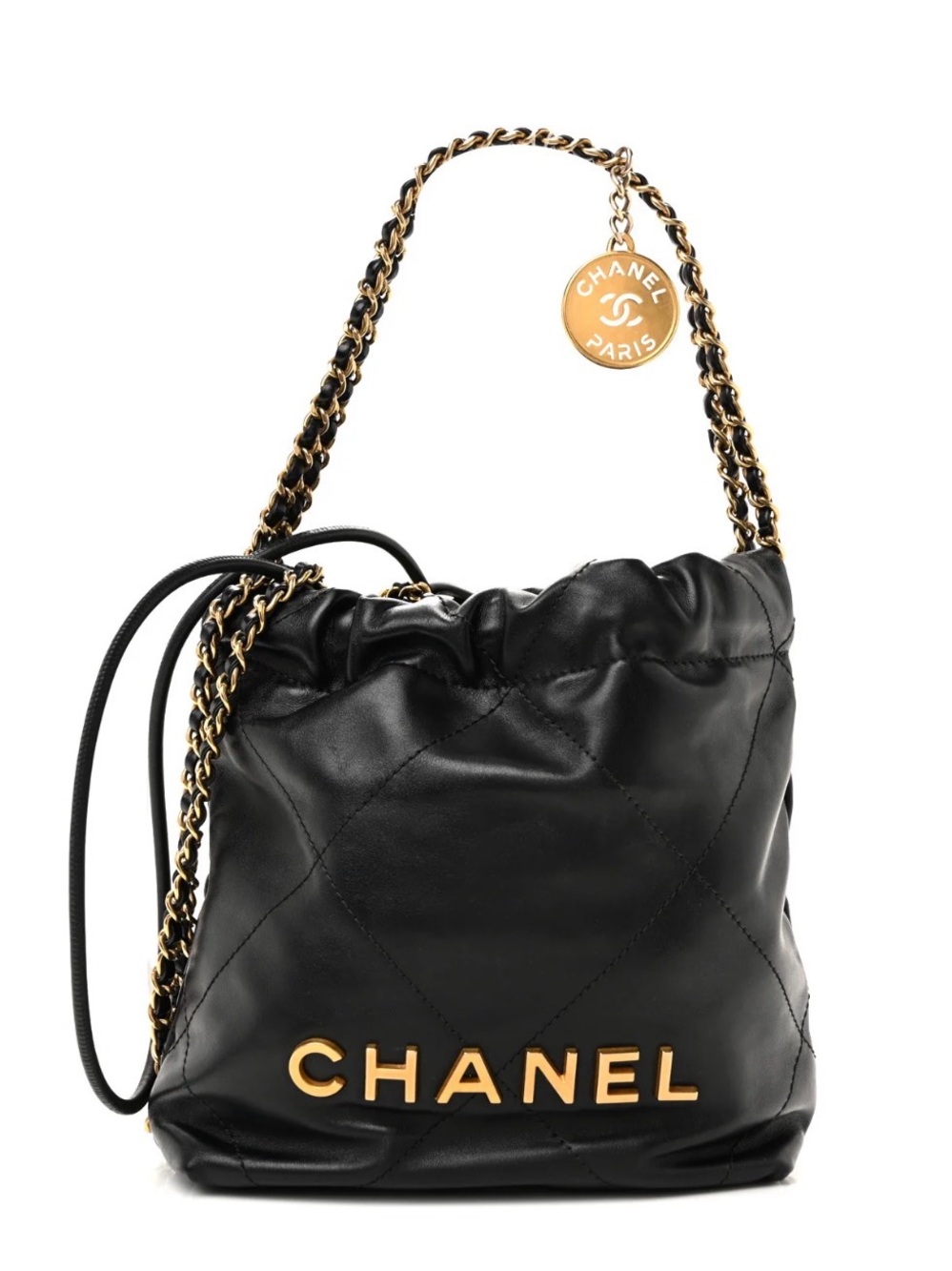 CHANEL Calfskin Quilted Mini Chanel 22 Black